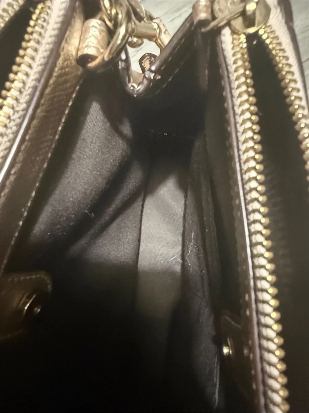 Coach Metallic Rose Gold Satchel with Snake-Print Strap and Top Handles - Picture 10 of 15